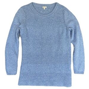 Talbots Sweater Womens Large Blue‎ 100% Cotton Knit Variegated Classic Baby Blue